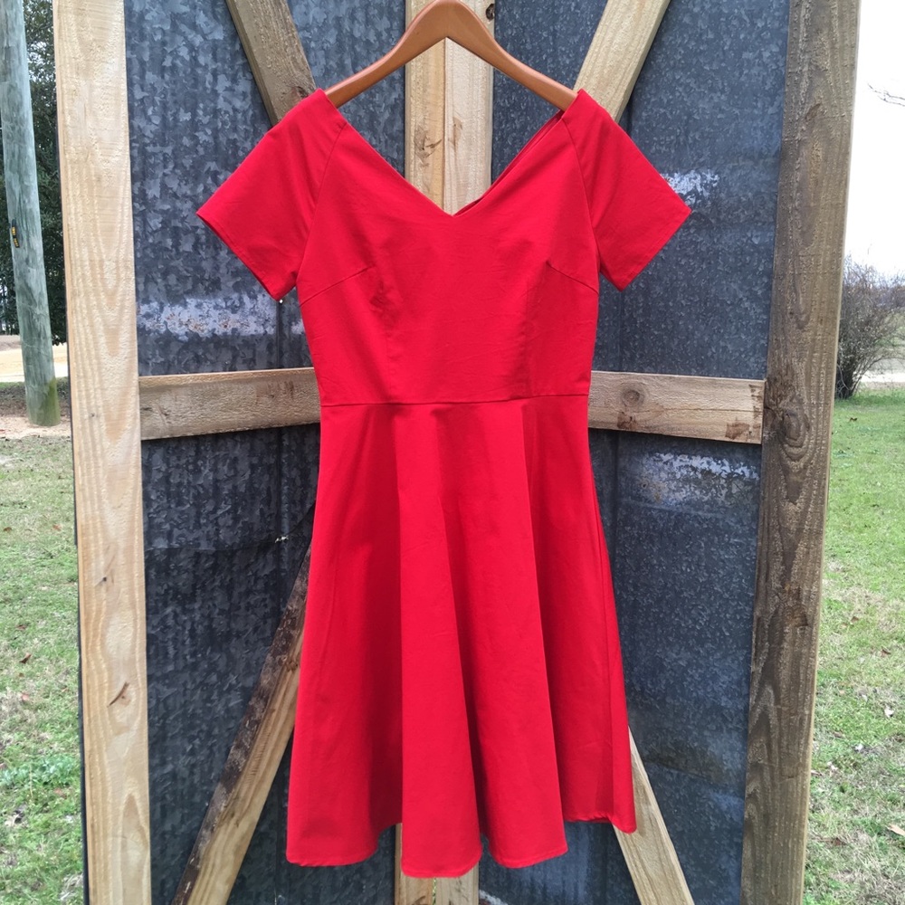 LUOUSE Vintage V-neck Swing Pinup Party Dress